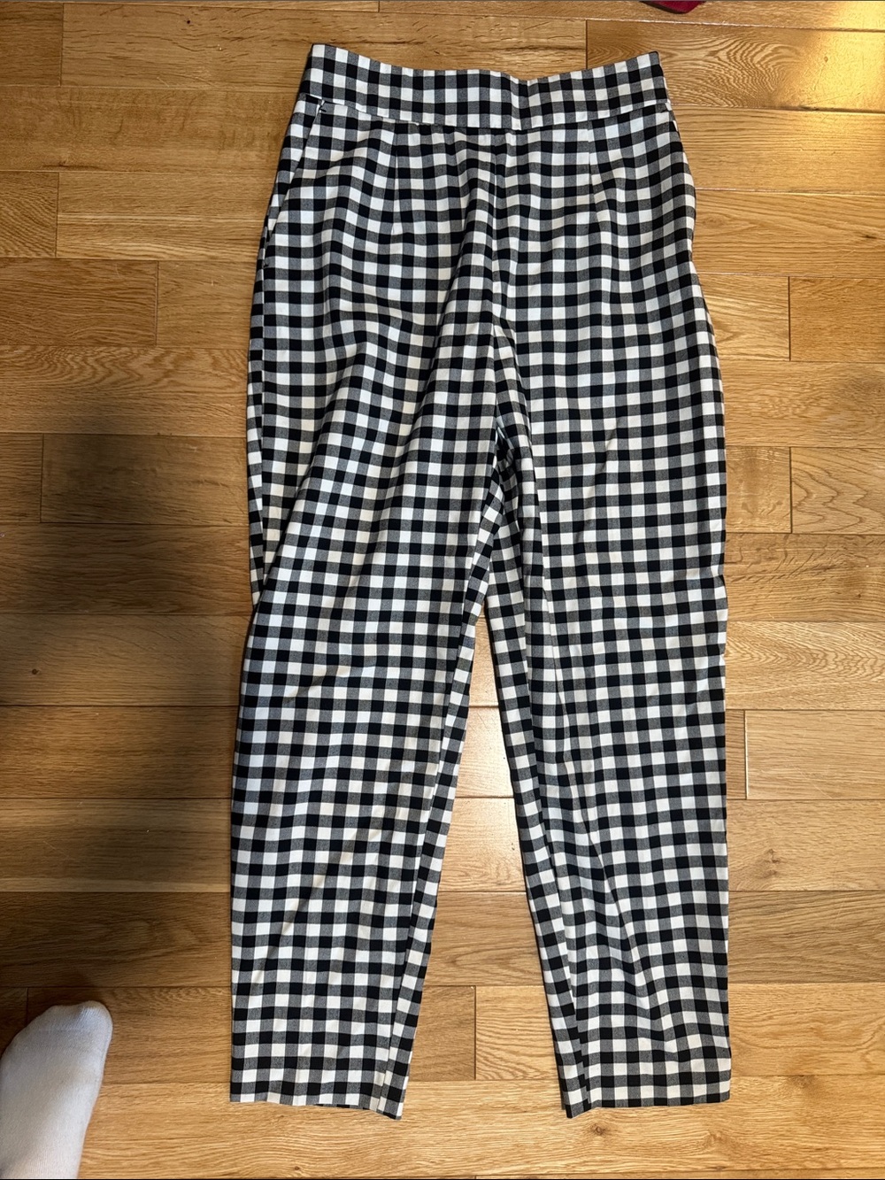 Zara Black & White Gingham High-Waist Pants